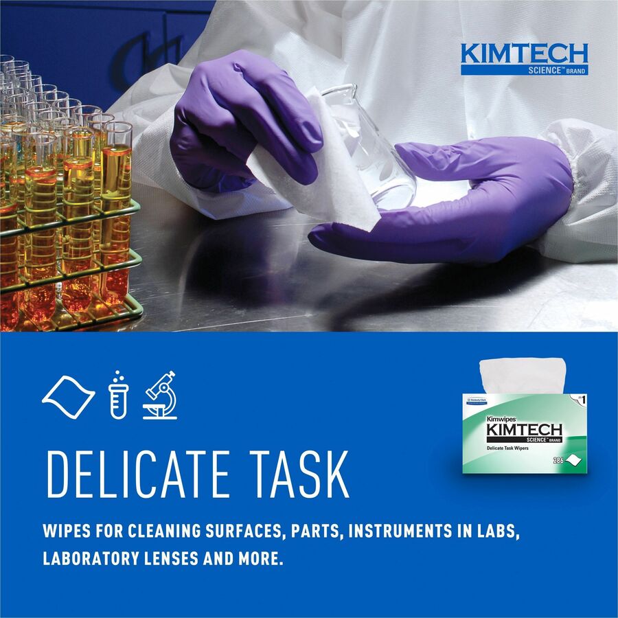 KIMTECH Science Kimwipes Delicate Task Wipers - 1 Ply - 4.39" Width x 8.20" Length - White - 286/Box - 60 / Carton