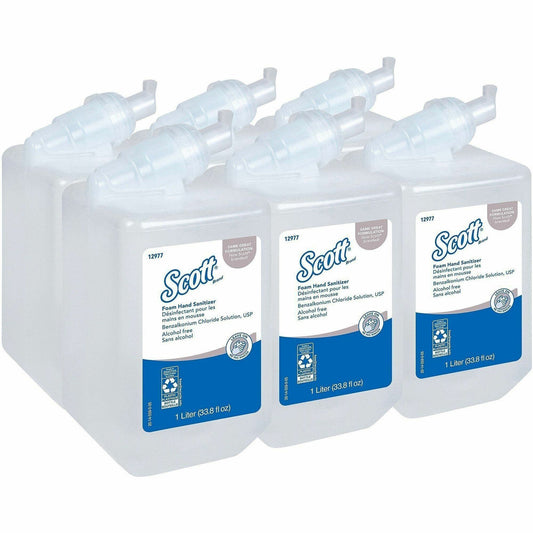 Scott Hand Sanitizer Foam Refill - 1.06 quart - Kill Germs - Hand - Clear - Dye-free, Fragrance-free - 6 / Carton