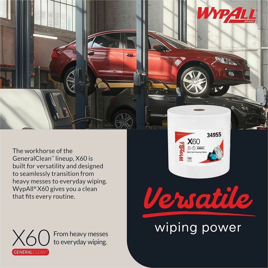 Wypall GeneralClean X60 Multi-Task Cleaning Cloth Jumbo Roll - 12.20" Length x 12.40" Width - 1100 / Roll