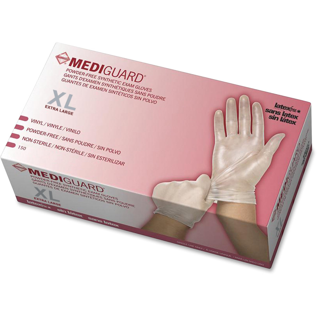 Medline MediGuard Vinyl Non-sterile Exam Gloves - X-Large Size - For Right/Left Hand - Clear - Latex-free, Durable - 130