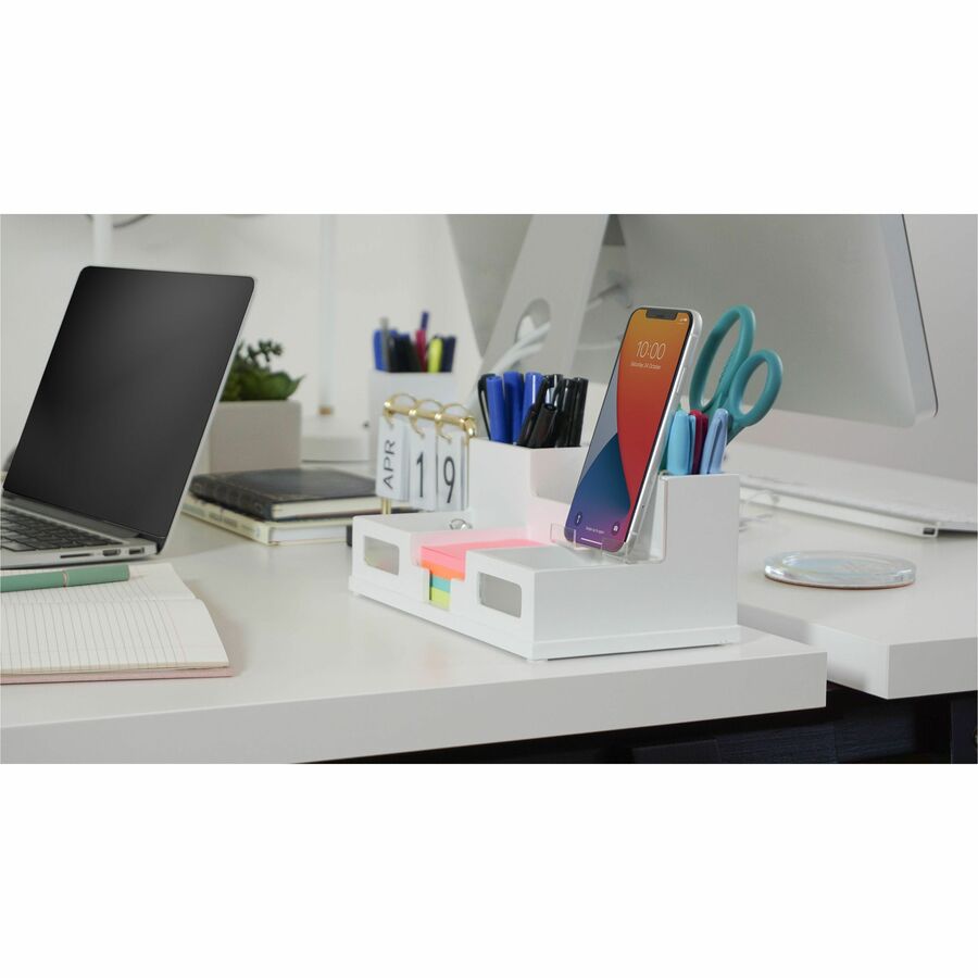 Victor Phone Holder Desk Organizer - 6 Compartment(s) - 4" Height x 5.50" Width x 10.40" Depth - 1 Each