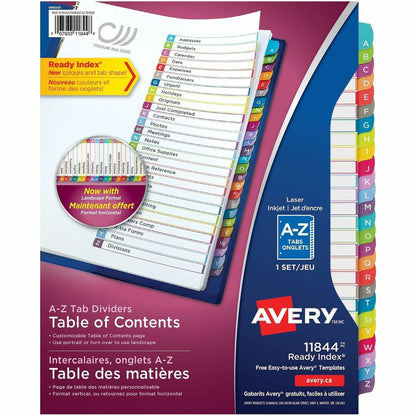 Avery Ready Index Customizable Table of Contents Dividers - 26 x Divider(s) - 26 Printed Tab(s) - Alphabet - A-Z - 26 Ta
