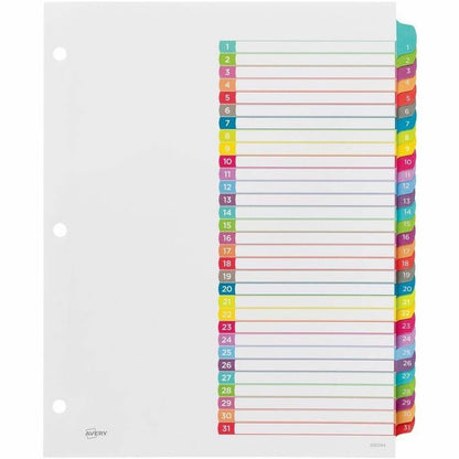 Avery Ready Index Customizable Table of Contents Dividers - 31 x Divider(s) - 31 Tab(s) - Digit - 1-31 - 31 Tab(s)/Set -