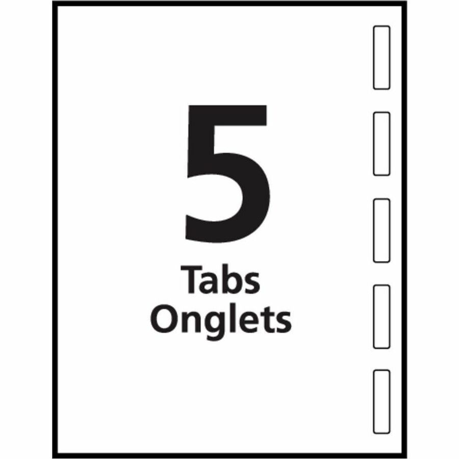 Avery Clear Easy View Durable Plastic Dividers - 5 x Divider(s) - 5 Tab(s) - 5 - 5 Tab(s)/Set - 8.5" Divider Width x 11"