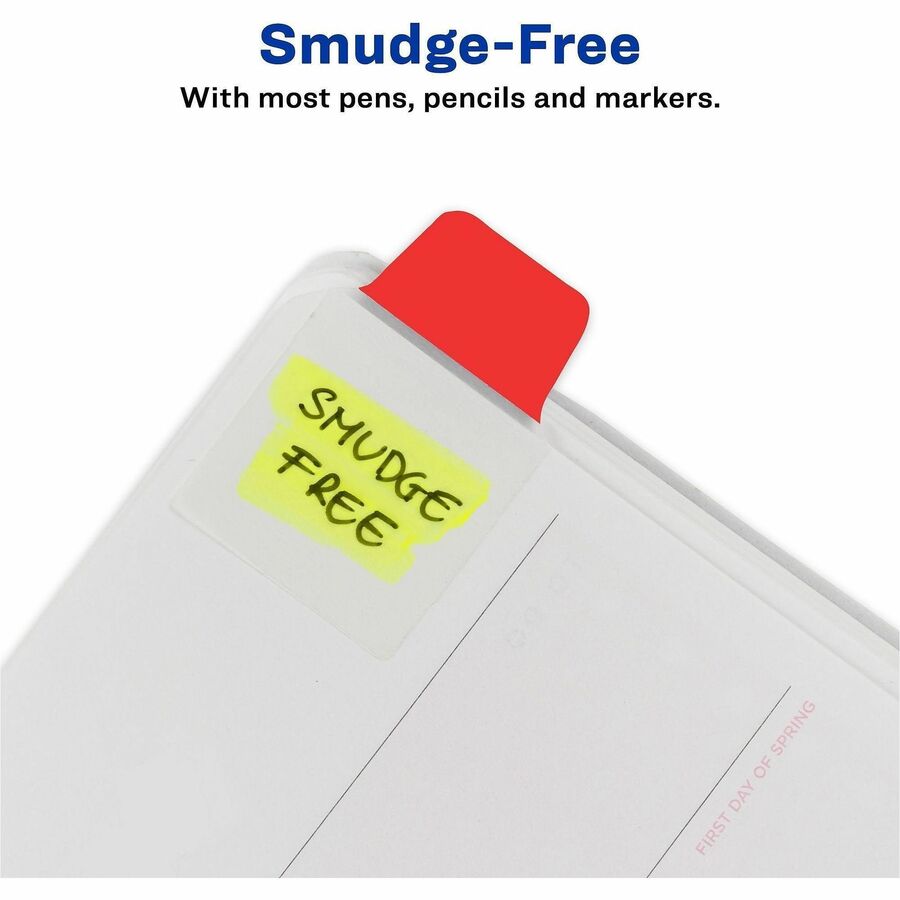 Avery® Ultra Tabs File Tab - 40 Write-on Tab(s) - 1.50" Tab Height x 1" Tab Width - Removable - Clear Film, Red Paper, B