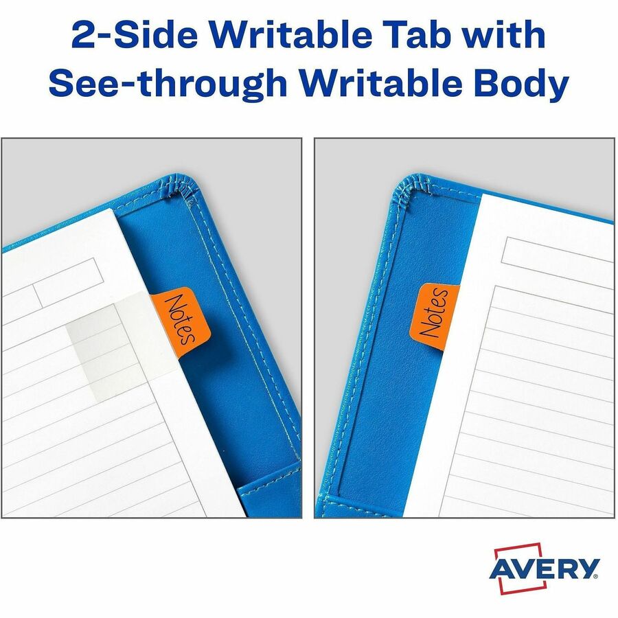 Avery® Ultra Tabs File Tab - 40 Write-on Tab(s) - 1.50" Tab Height x 1" Tab Width - Removable - Clear Film, Red Paper, B