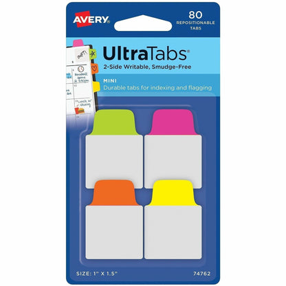Avery® Mini Ultra Tabs - 80 Tab(s) - 1.50" Tab Height x 1" Tab Width - Removable - 80 / Pack