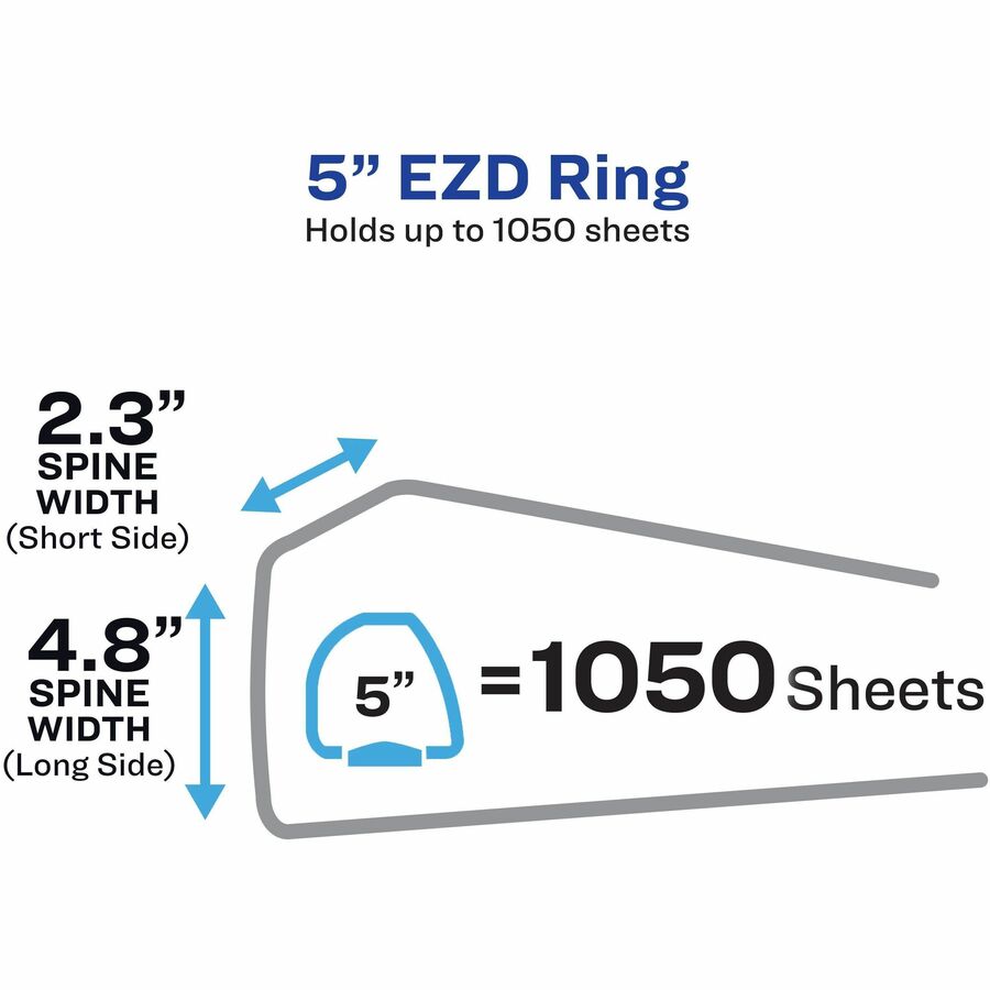 Avery® Heavy-Duty View Binders with One Touch EZD Rings - 5" Binder Capacity - Letter - 8 1/2" x 11" Sheet Size - 1050 S