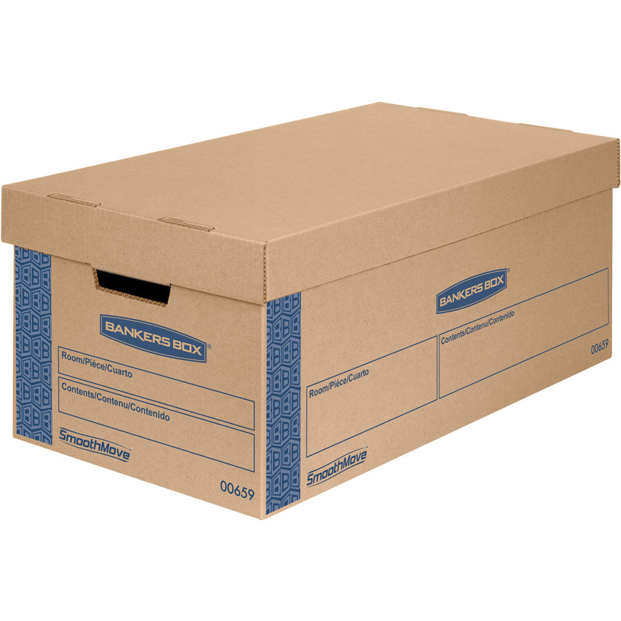 Bankers Box SmoothMove Moving Boxes - Internal Dimensions: 12" Width x 24" Depth x 10" Height - 8 / Carton