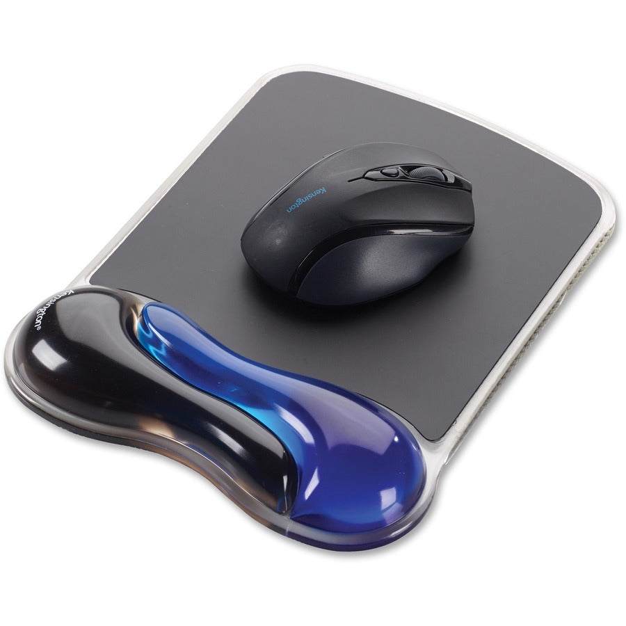 Kensington Duo Gel Mouse Wristrest Wave - 7.25" Width x 9.50" Depth - Black & Blue - 1 Each