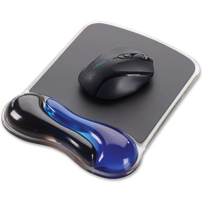 Kensington Duo Gel Mouse Wristrest Wave - 7.25" Width x 9.50" Depth - Black & Blue - 1 Each