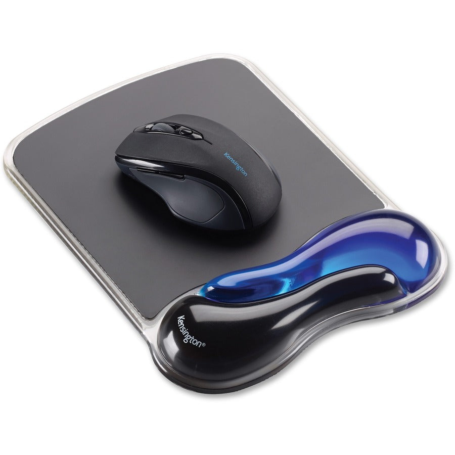 Kensington Duo Gel Mouse Wristrest Wave - 7.25" Width x 9.50" Depth - Black & Blue - 1 Each
