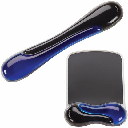 Kensington Duo Gel Mouse Wristrest Wave - 7.25" Width x 9.50" Depth - Black & Blue - 1 Each