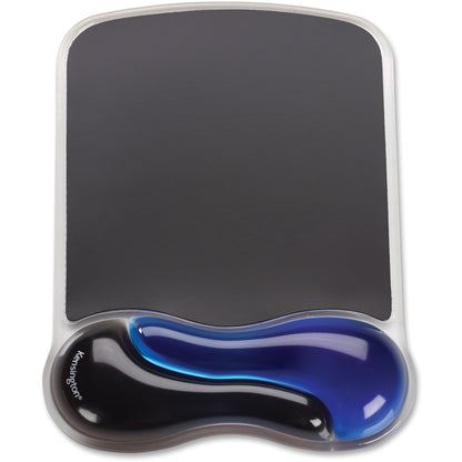 Kensington Duo Gel Mouse Wristrest Wave - 7.25" Width x 9.50" Depth - Black & Blue - 1 Each