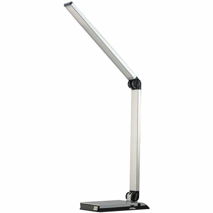 Lorell Smart Device Slot/USB Task Light - 8 W LED Bulb - USB Charging, Dimmable - Aluminum, Plastic - Desk Mountable - S