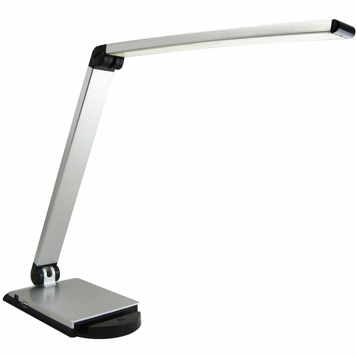 Lorell Smart Device Slot/USB Task Light - 8 W LED Bulb - USB Charging, Dimmable - Aluminum, Plastic - Desk Mountable - S