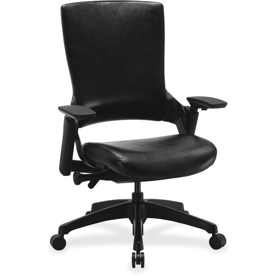 Lorell Serenity Series Executive Multifunction High-back Chair - Black Seat Color - Leather Seat Material - Leather Back
