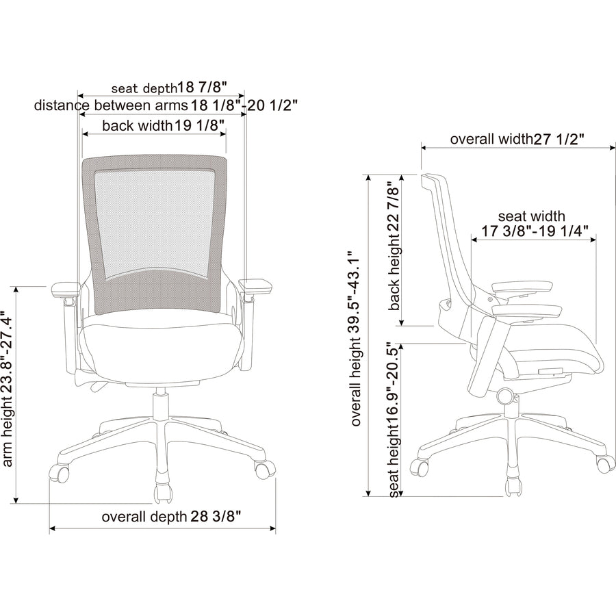 Lorell Serenity Series Executive Multifunction High-back Chair - Black Seat Color - Leather Seat Material - Leather Back