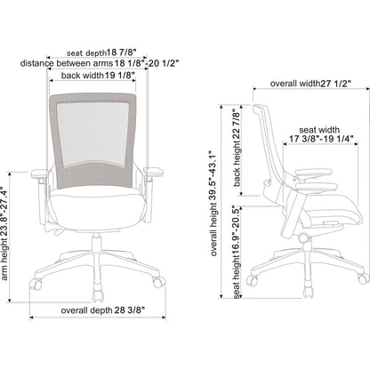 Lorell Serenity Series Executive Multifunction High-back Chair - Black Seat Color - Leather Seat Material - Leather Back