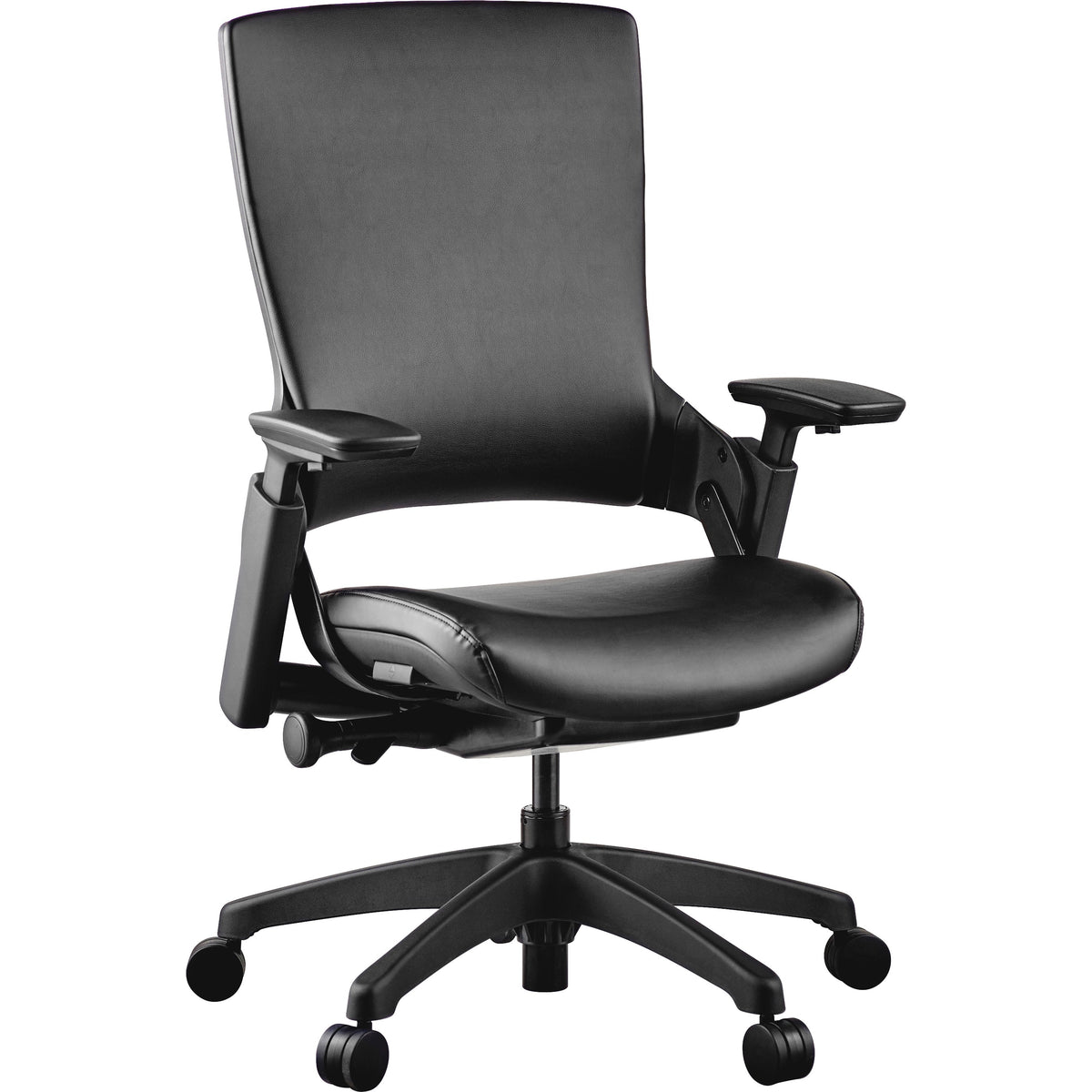 Lorell Serenity Series Executive Multifunction High-back Chair - Black Seat Color - Leather Seat Material - Leather Back