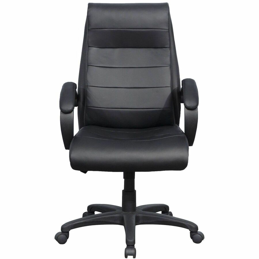 Lorell Deluxe High-back Office Chair - Leather Seat Material - Leather Back Material - High Back - 5-star Base - Black -