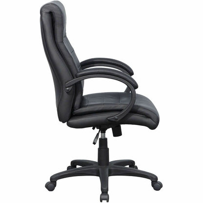 Lorell Deluxe High-back Office Chair - Leather Seat Material - Leather Back Material - High Back - 5-star Base - Black -