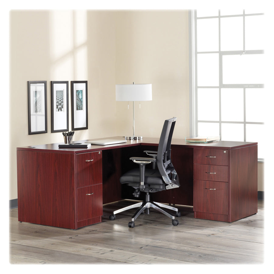 Lorell Essentials Series Front Reception Desk - 1" Thickness Top, 42.5" Height x 72" Width x 36" Depth Desk - Finish: Ma