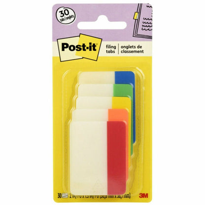 Post-it® Tabs - Write-on Tab(s) - 2" Tab Width - Removable - Red, Orange, Yellow, Green, Blue Tab(s) - 30 / Pack