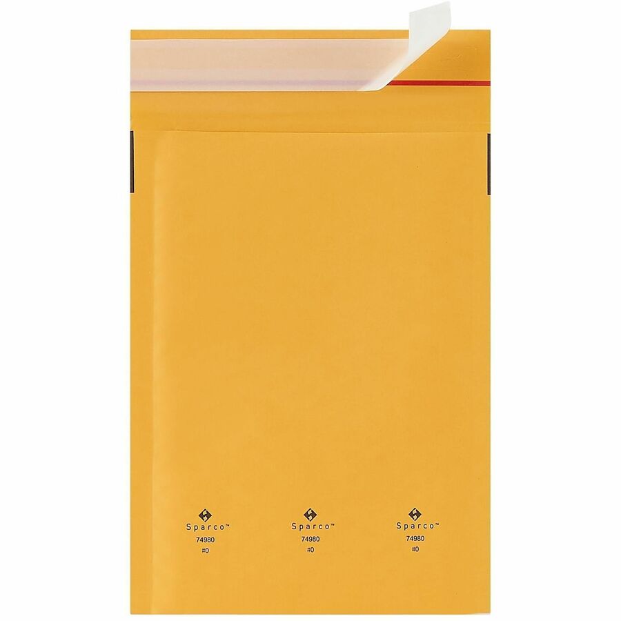 Sparco Size 0 Bubble Cushioned Mailers - Bubble - #0 - 6" Width x 10" Length - Self-sealing - Kraft - Kraft - 200 / Cart