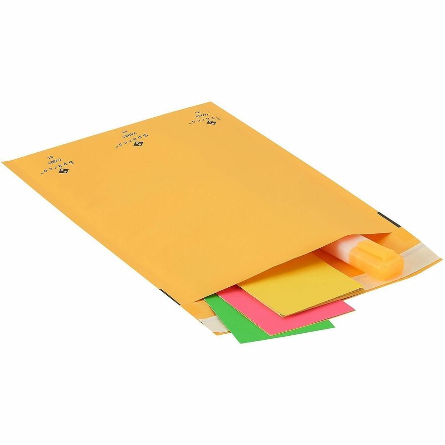 Sparco Size 1 Bubble Cushioned Mailers - Bubble - #1 - 7 1/2" Width x 12" Length - Self-sealing - Kraft - Kraft - 100 / 