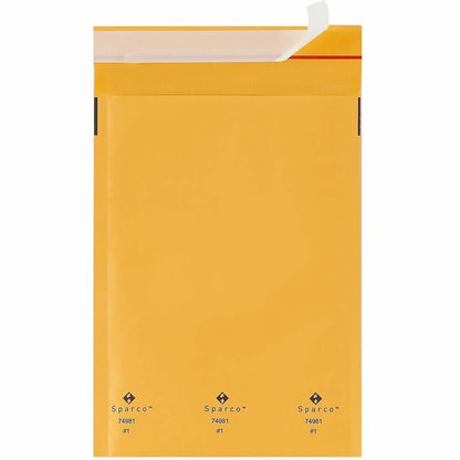 Sparco Size 1 Bubble Cushioned Mailers - Bubble - #1 - 7 1/2" Width x 12" Length - Self-sealing - Kraft - Kraft - 100 / 