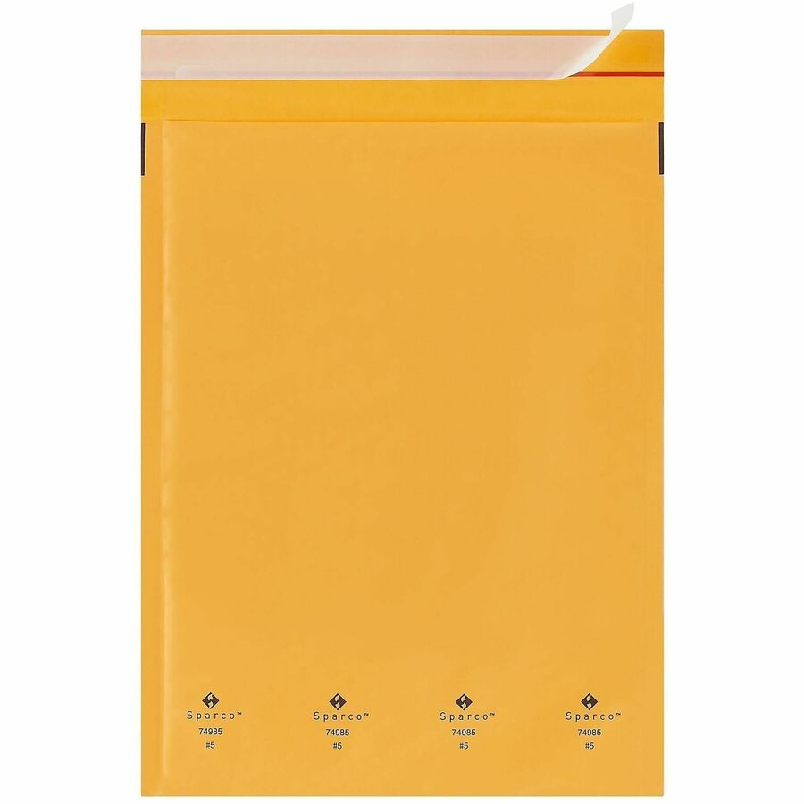 Sparco Size 5 Bubble Cushioned Mailers - Bubble - #5 - 10 1/2" Width x 16" Length - Self-sealing - Kraft - Kraft - 100 /