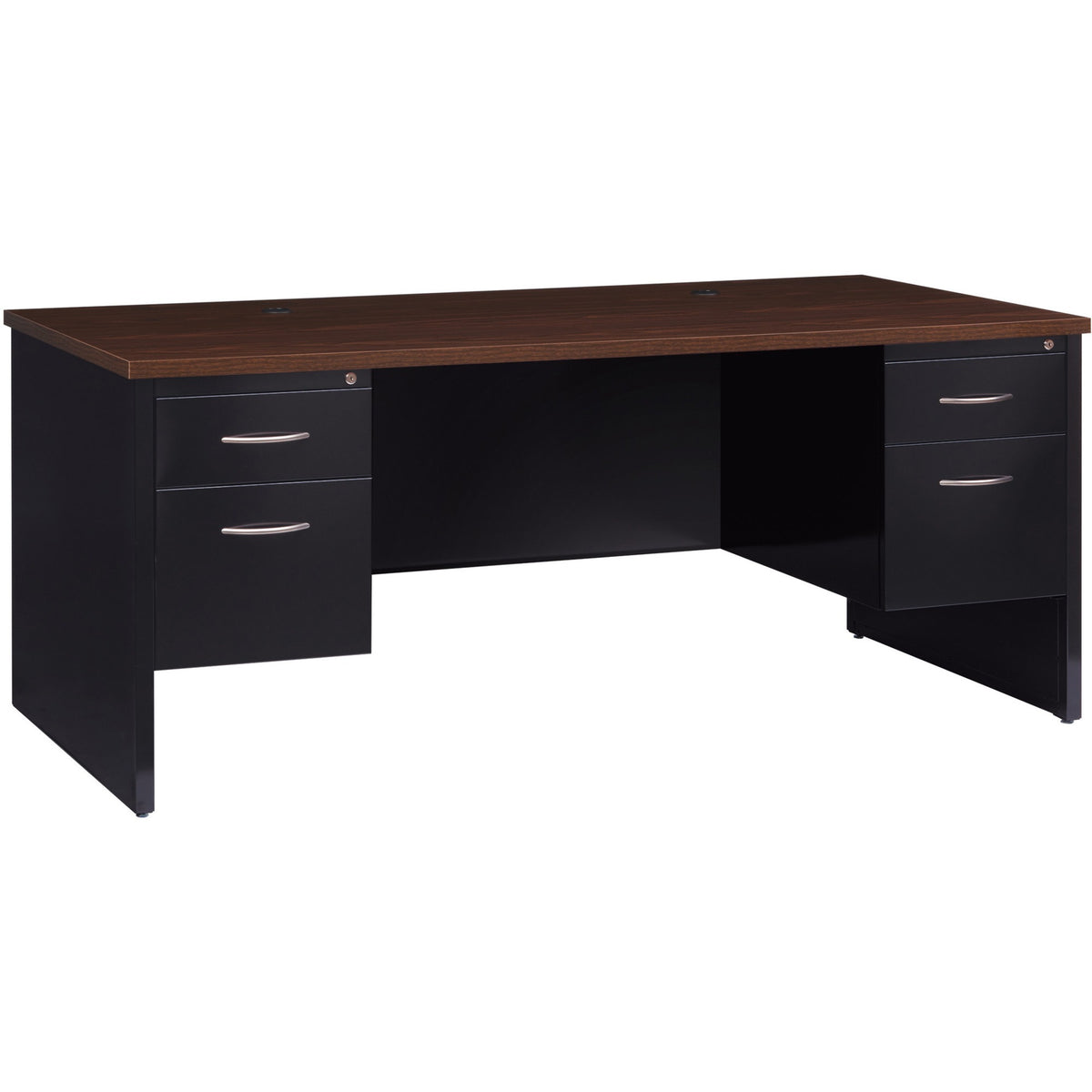 Lorell Fortress Modular Series Double-Pedestal Desk - 72" Width x 36" Depth, x 1.1" Thickness Top - Total Drawer(s): 2 -