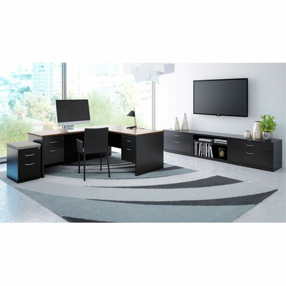 Lorell Fortress Modular Series Double-Pedestal Desk - 72" Width x 36" Depth, x 1.1" Thickness Top - Total Drawer(s): 2 -