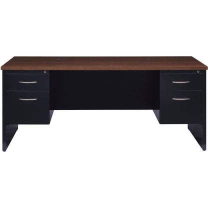 Lorell Fortress Modular Series Double-Pedestal Desk - 72" Width x 36" Depth, x 1.1" Thickness Top - Total Drawer(s): 2 -