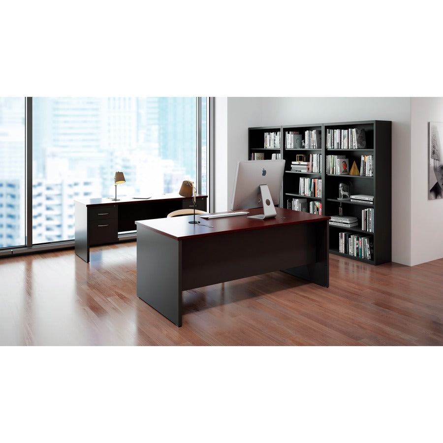 Lorell Fortress Modular Series Double-Pedestal Desk - 72" Width x 36" Depth, x 1.1" Thickness Top - Total Drawer(s): 2 -