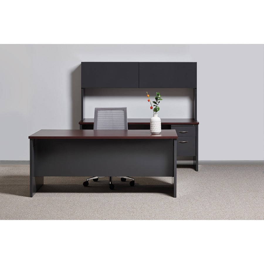 Lorell Fortress Modular Series Double-Pedestal Desk - 72" Width x 36" Depth, x 1.1" Thickness Top - Total Drawer(s): 2 -