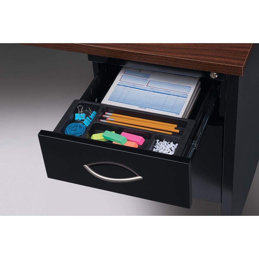 Lorell Fortress Modular Series Right-Pedestal Desk - 72" Width x 36" Depth, x 1.1" Thickness Top - Total Drawer(s): 2 - 