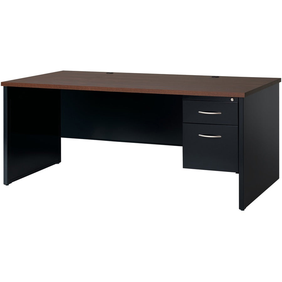 Lorell Fortress Modular Series Right-Pedestal Desk - 72" Width x 36" Depth, x 1.1" Thickness Top - Total Drawer(s): 2 - 