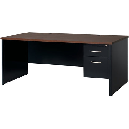 Lorell Fortress Modular Series Right-Pedestal Desk - 72" Width x 36" Depth, x 1.1" Thickness Top - Total Drawer(s): 2 - 