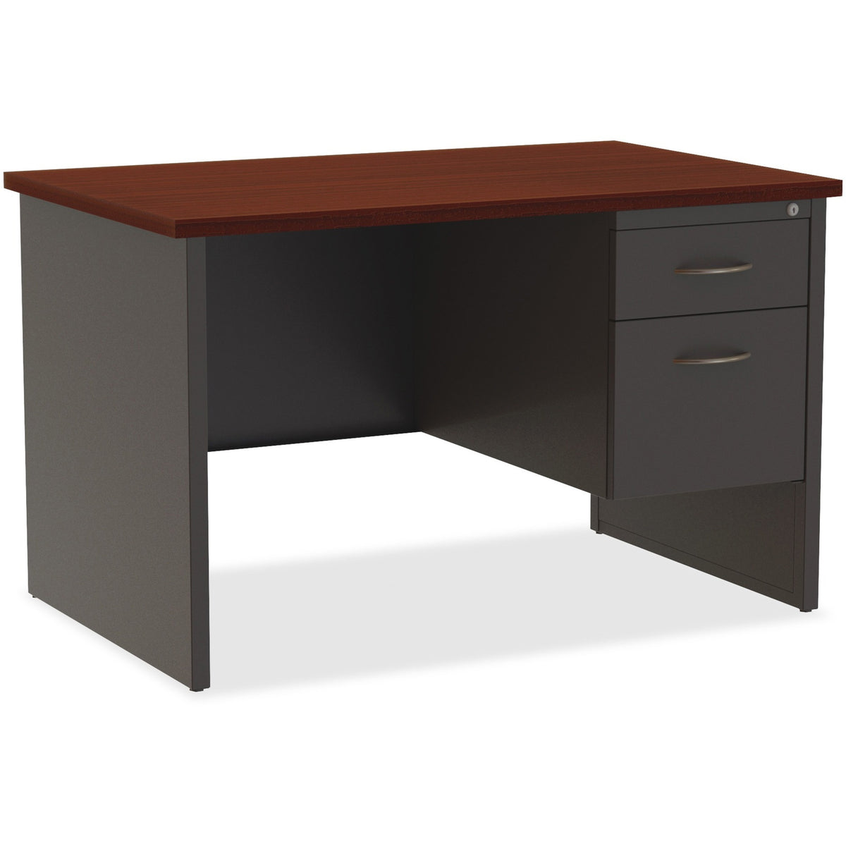 Lorell Fortress Modular Series Right-Pedestal Desk - 48" Width x 30" Depth, x 1.1" Thickness Top - Total Drawer(s): 2 - 
