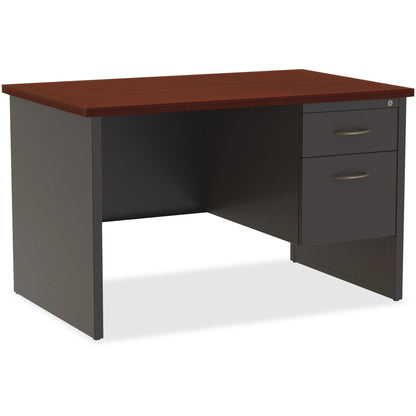 Lorell Fortress Modular Series Right-Pedestal Desk - 48" Width x 30" Depth, x 1.1" Thickness Top - Total Drawer(s): 2 - 