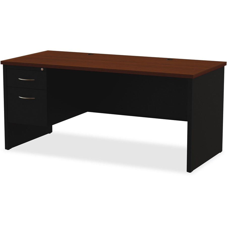 Lorell Fortress Modular Series Left-Pedestal Desk - 66" Width x 30" Depth, x 1.1" Thickness Top - Total Drawer(s): 2 - 1
