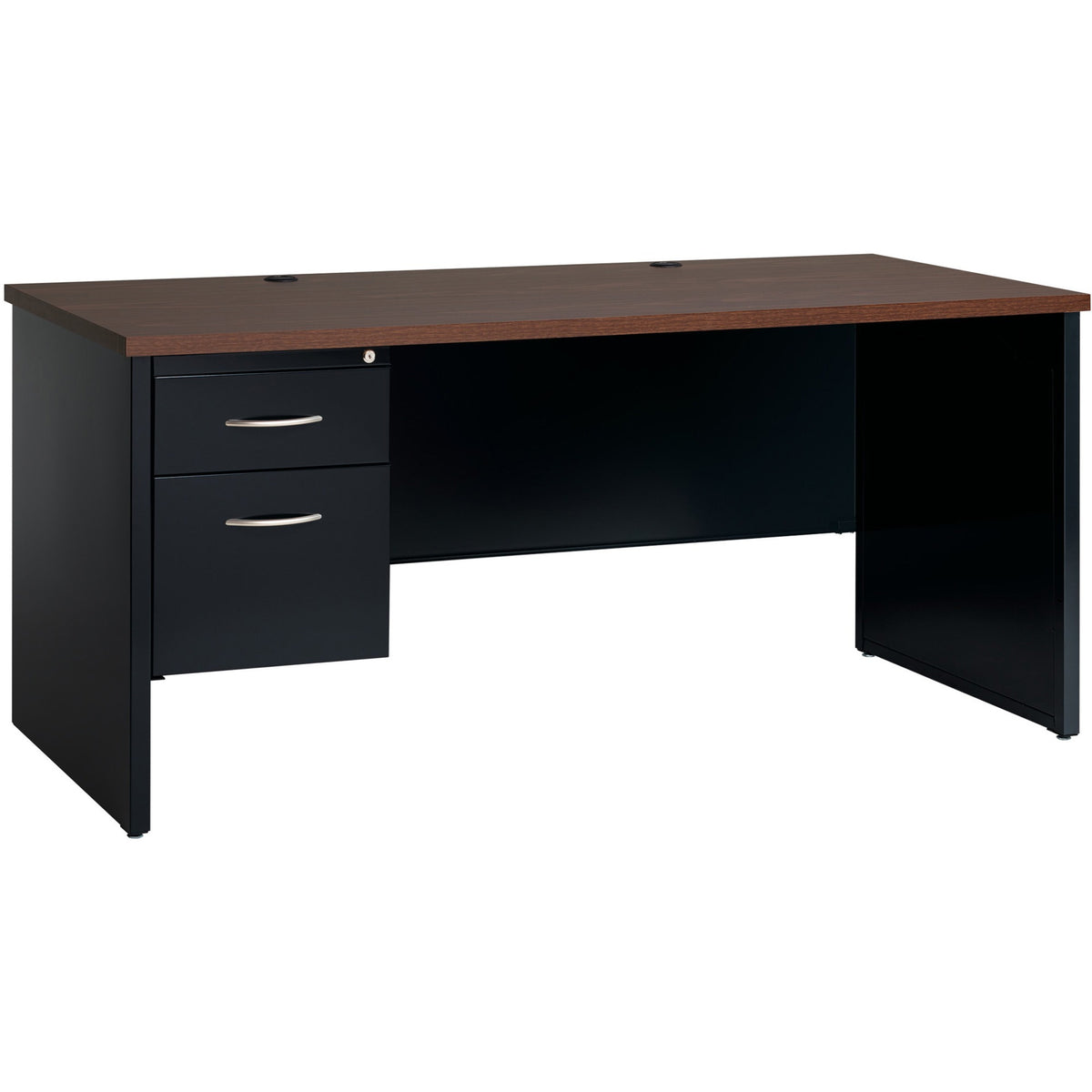 Lorell Fortress Modular Series Left-Pedestal Desk - 66" Width x 30" Depth, x 1.1" Thickness Top - Total Drawer(s): 2 - 1