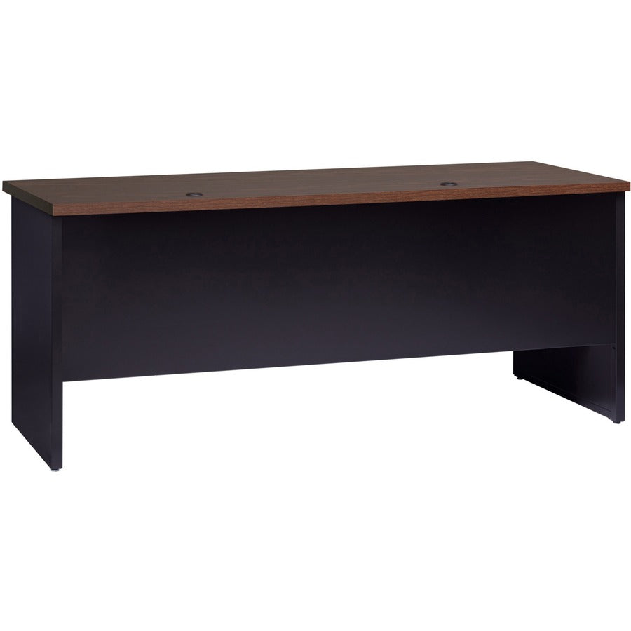 Lorell Walnut Laminate Commercial Steel Double-pedestal Credenza - 2-Drawer - 72" Width x 24" Depth, x 1.1" Thickness To