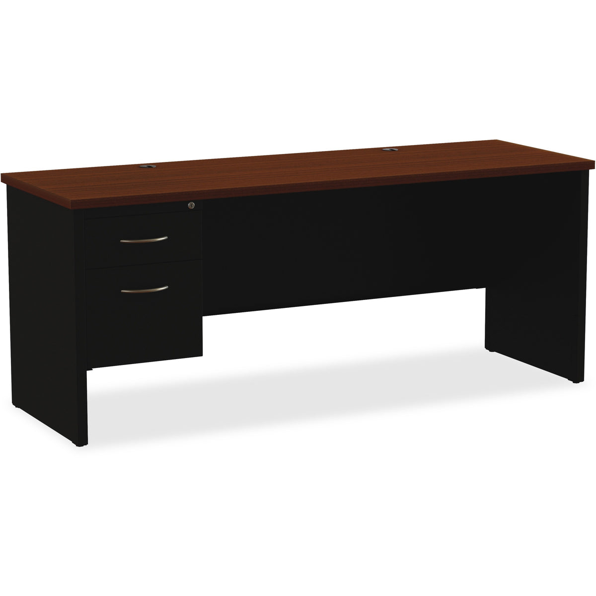 Lorell Fortress Modular Series Left-pedestal Credenza - 72" Width x 24" Depth, x 1.1" Thickness Top - Total Drawer(s): 2
