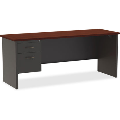 Lorell Fortress Modular Series Left-pedestal Credenza - 72" Width x 24" Depth, x 1.1" Thickness Top - Total Drawer(s): 2