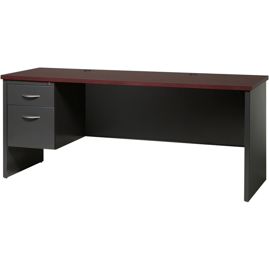 Lorell Fortress Modular Series Left-pedestal Credenza - 72" Width x 24" Depth, x 1.1" Thickness Top - Total Drawer(s): 2