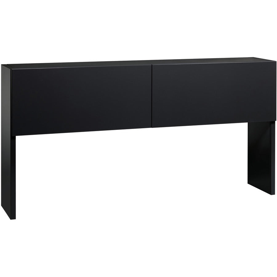 Lorell Fortress Modular Series Stack-on Hutch - x 72" Width - Material: Steel - Finish: Black - Grommet, Cord Management