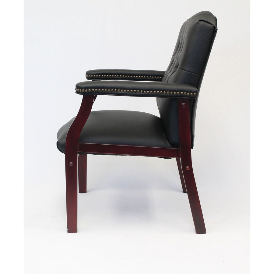 Boss Traditional Guest Chair - Black Seat Color - Vinyl Seat Material - Black Back Color - Vinyl Back Material - 1 Each
